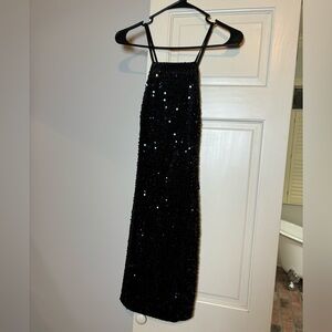 Express black beaded mini dress- small